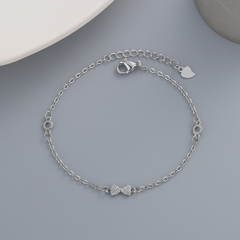 925 Sterling Silver Diamond-Studded Butterfly Bracelet